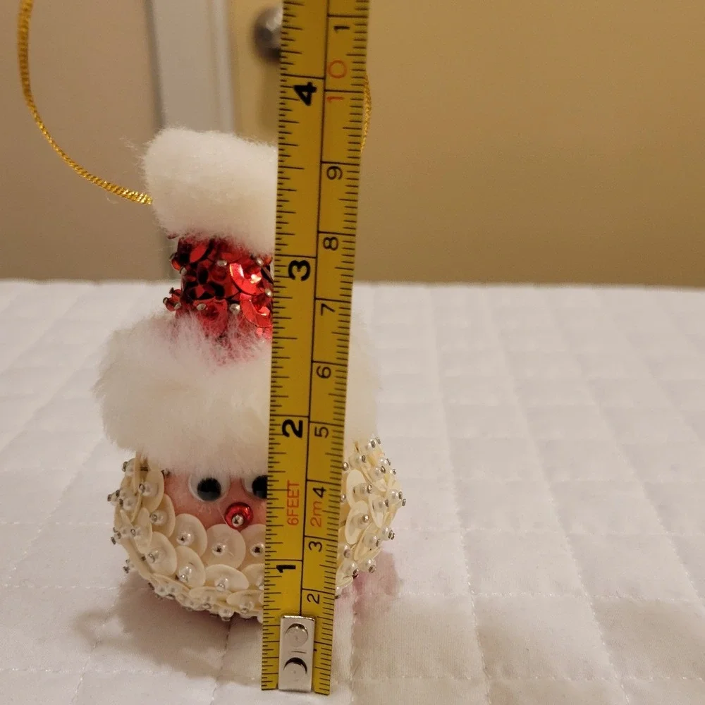 VTG Santa‎ Claus Push Pin Sequin Beaded Christmas Tree Ornament Holiday Adorable